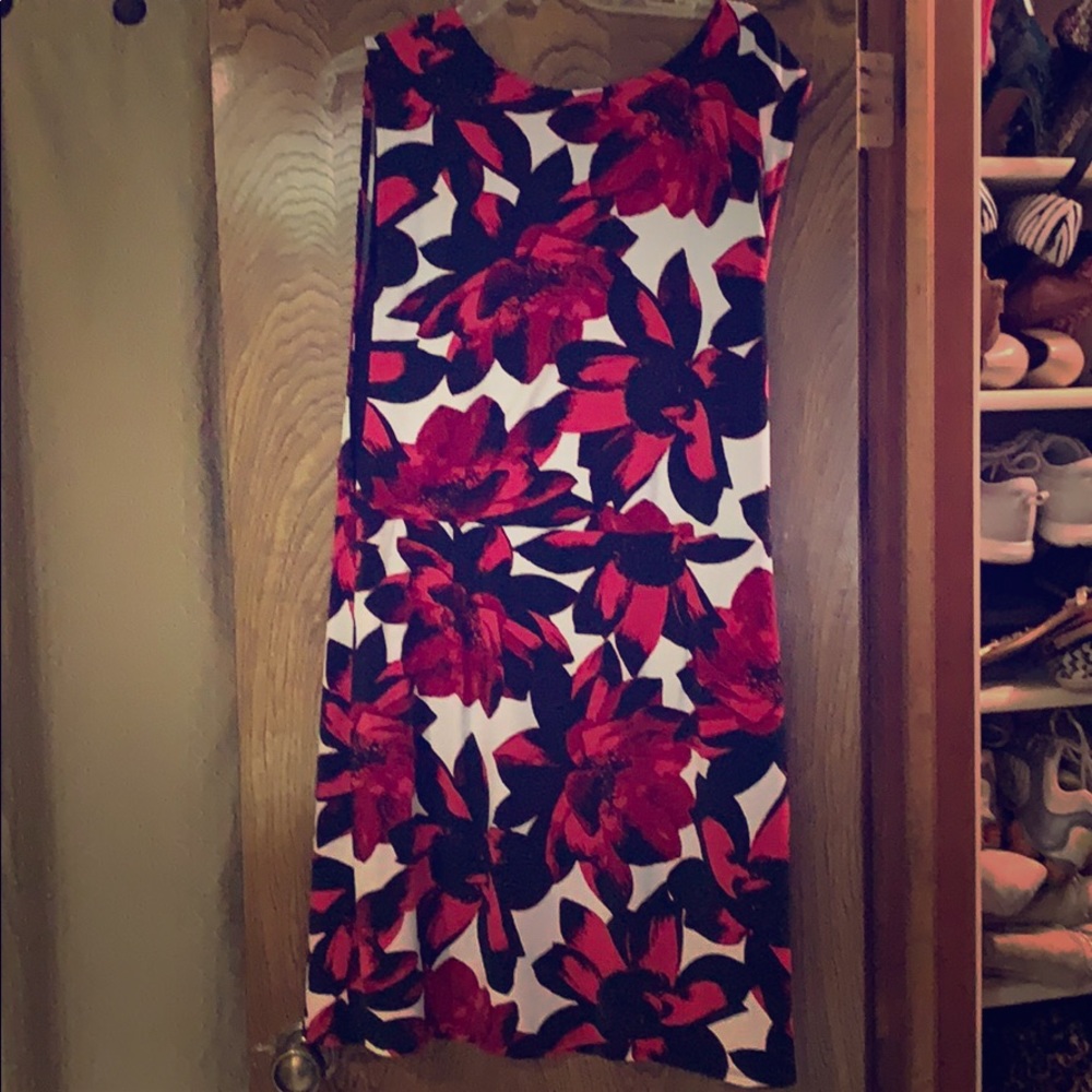 White red black floral Dress